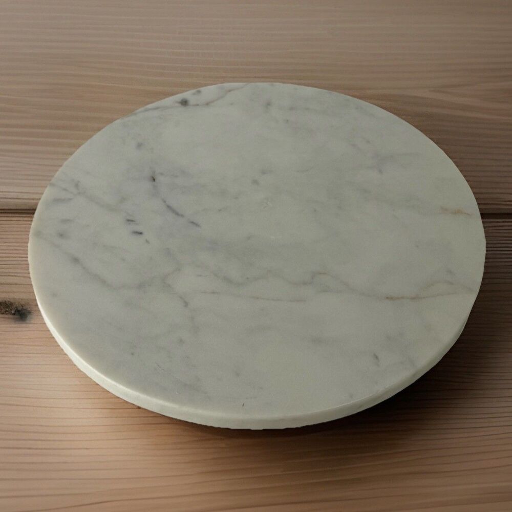 Threshold 12" White Marble Cheese Charcuterie Serving Board Tray Round Preowned
